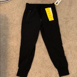 windbreaker sweats, size small, black